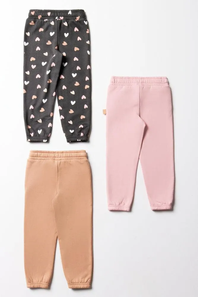 3 Pack Heart Trackpants Natural