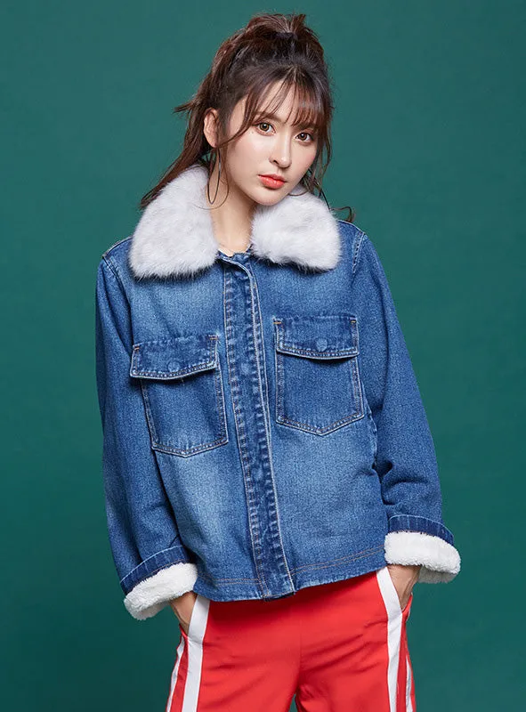 9114 Jean Jacket For Girls,Fur Lined Denim Jacket- Warm Jacket Collection
