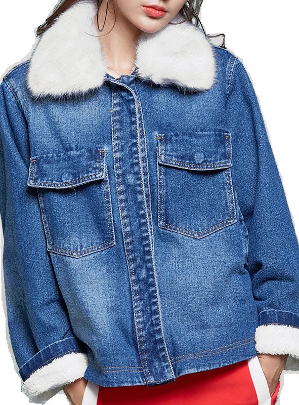 9114 Jean Jacket For Girls,Fur Lined Denim Jacket- Warm Jacket Collection