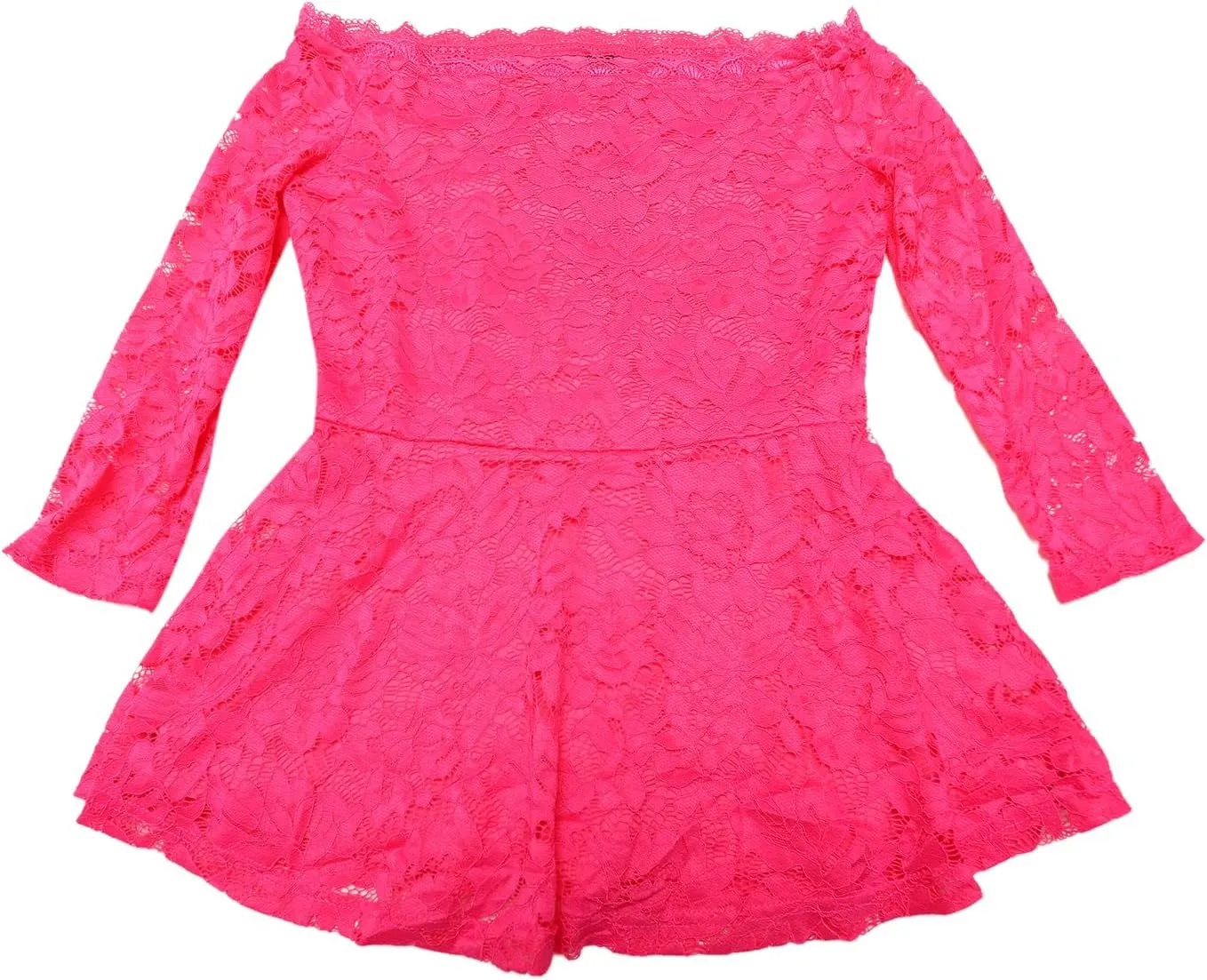 Allegra K Elegant Lace Blouse for Women's Semi Sheer 3/4 Sleeve Off Shoulder Peplum Top