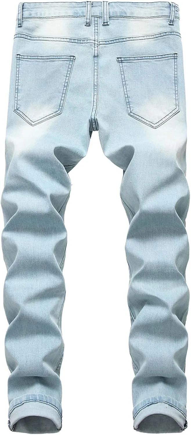 Andongnywell Men's Jeans Comfort Denim Straight Leg Relaxed Fit Jeans Simple Wear-Resistant Cargo Pants
