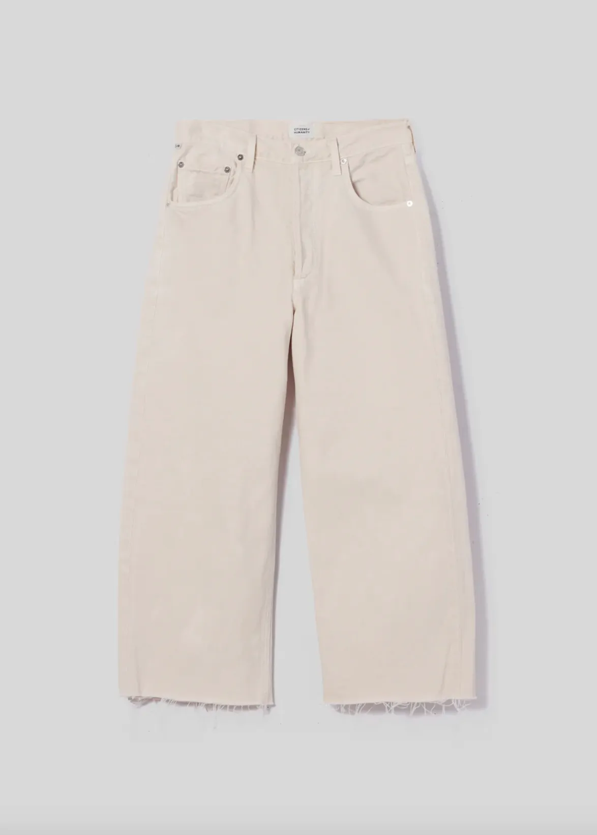 Ayla Raw Hem Crop Almondette Jeans