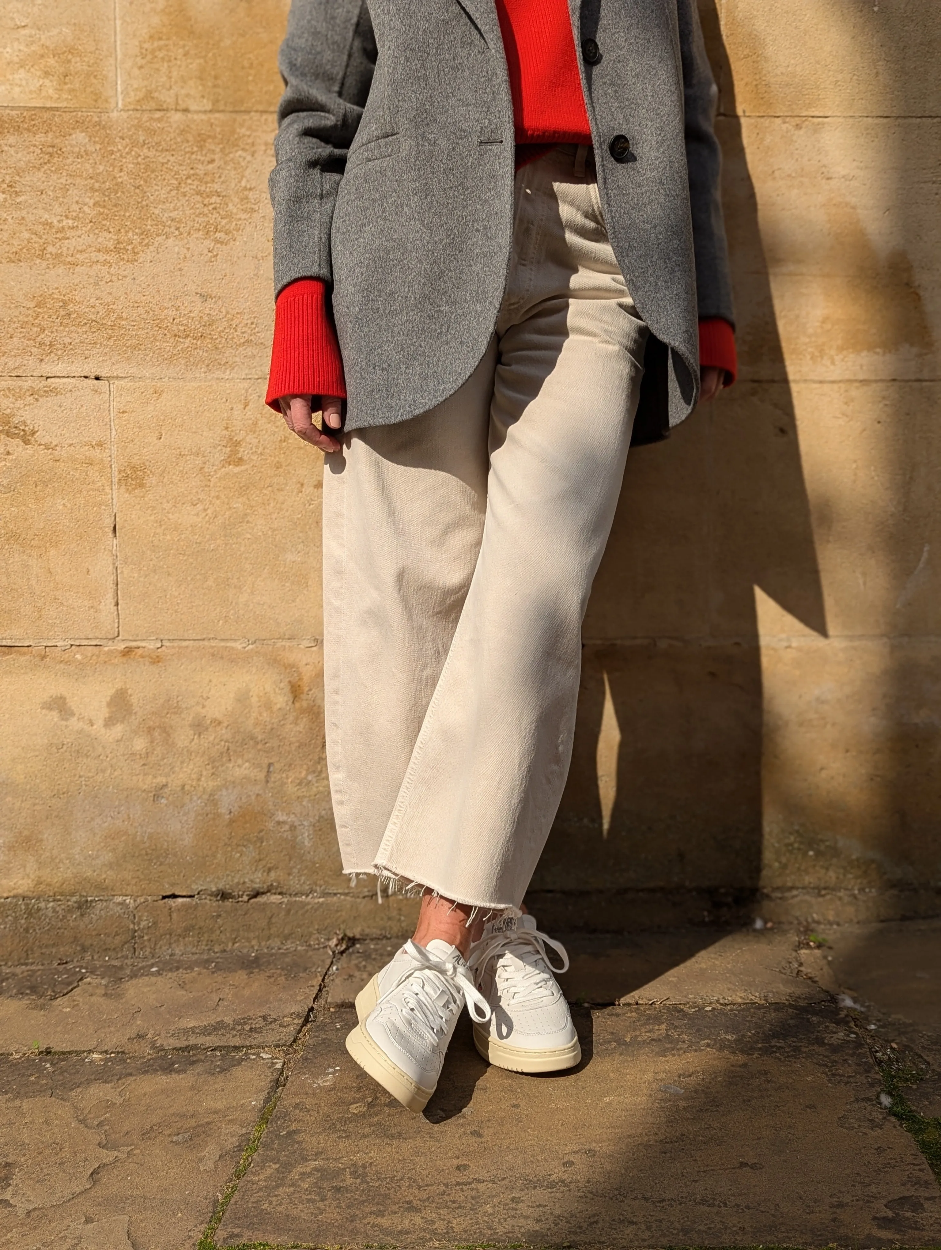 Ayla Raw Hem Crop Almondette Jeans