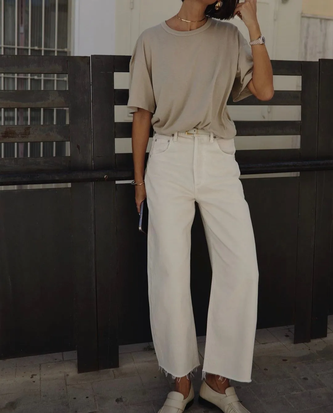 Ayla Raw Hem Crop Almondette Jeans