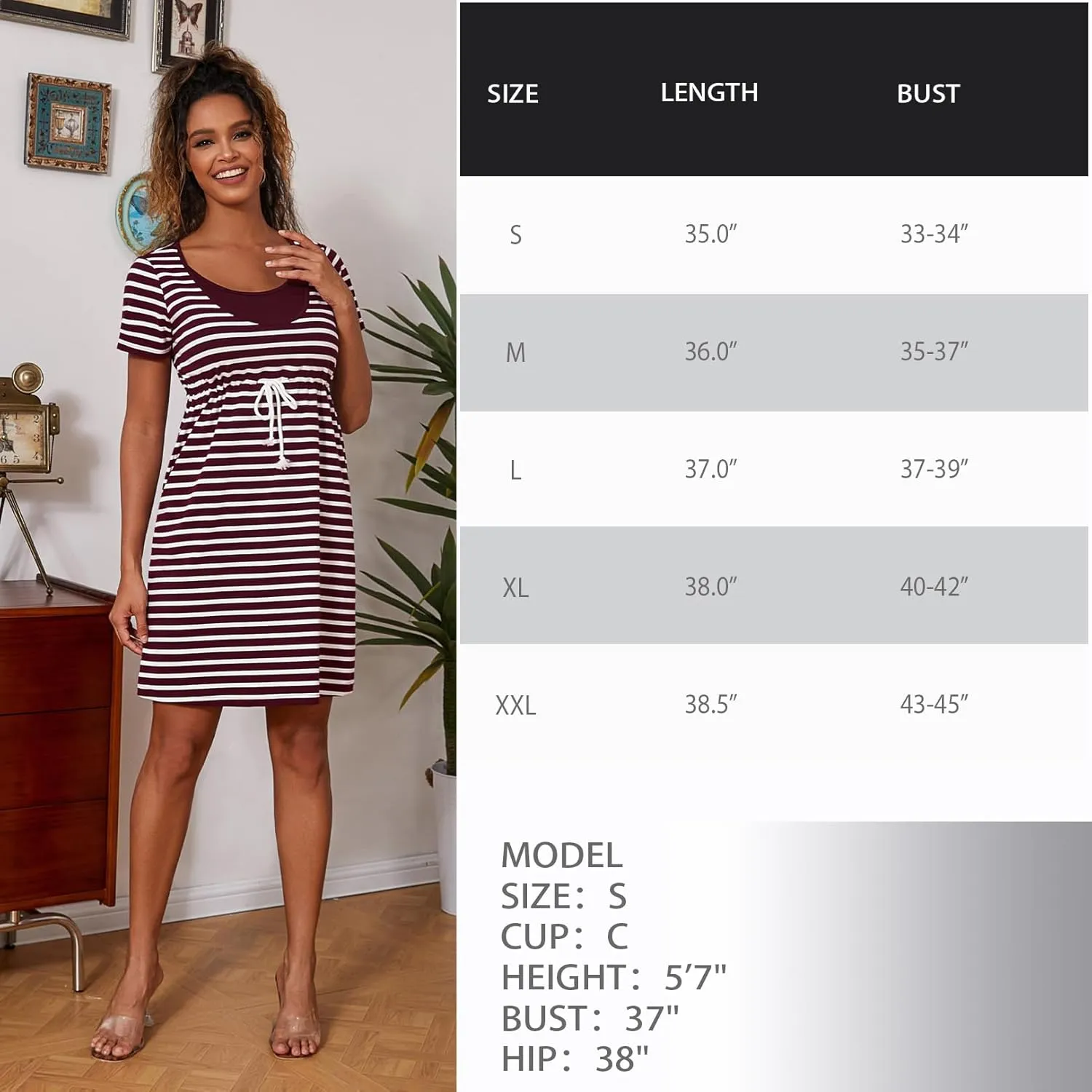 Bhome Nursing Tank Dress Maternity Sleeveless Breastfeeding Dress Casual Knee Length