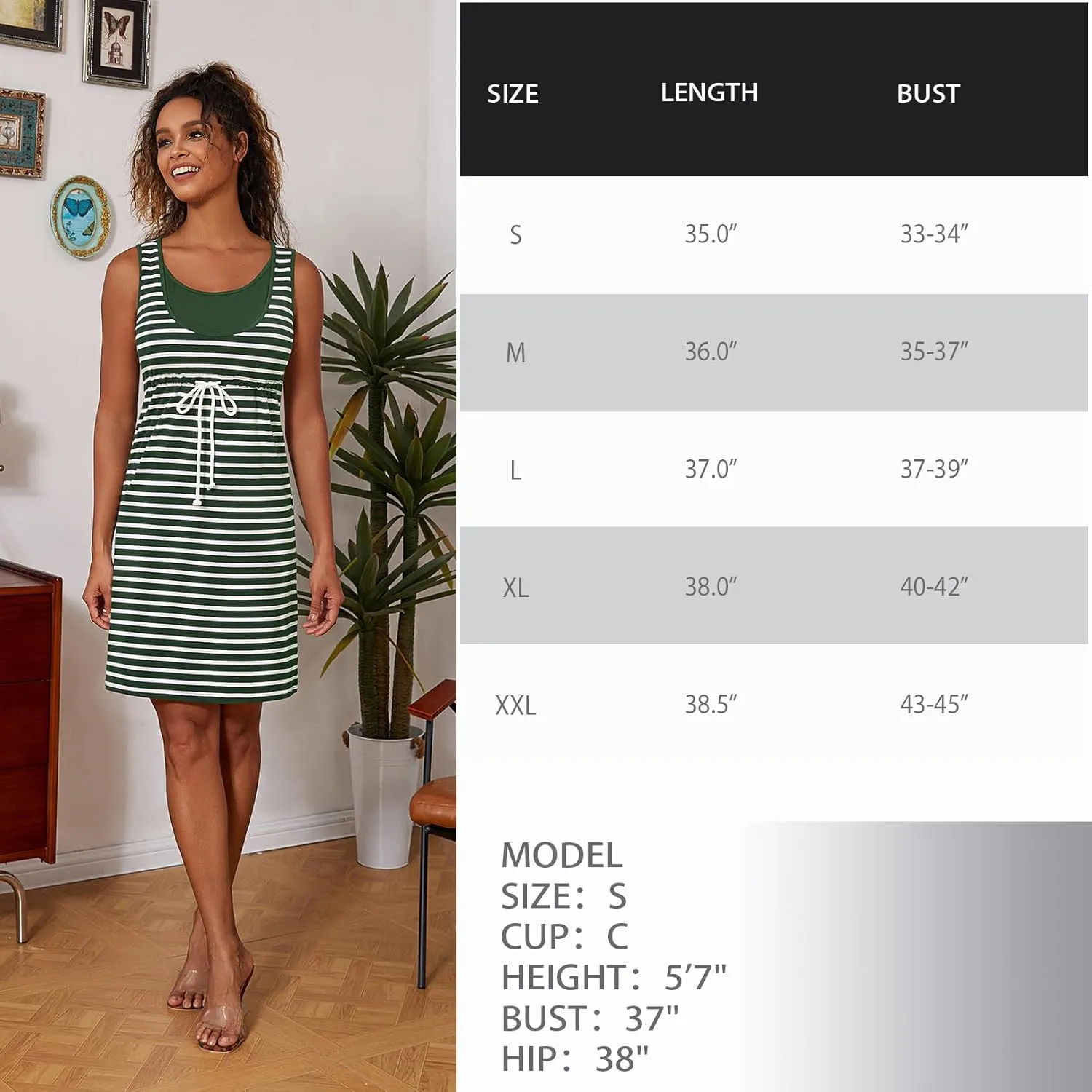 Bhome Nursing Tank Dress Maternity Sleeveless Breastfeeding Dress Casual Knee Length