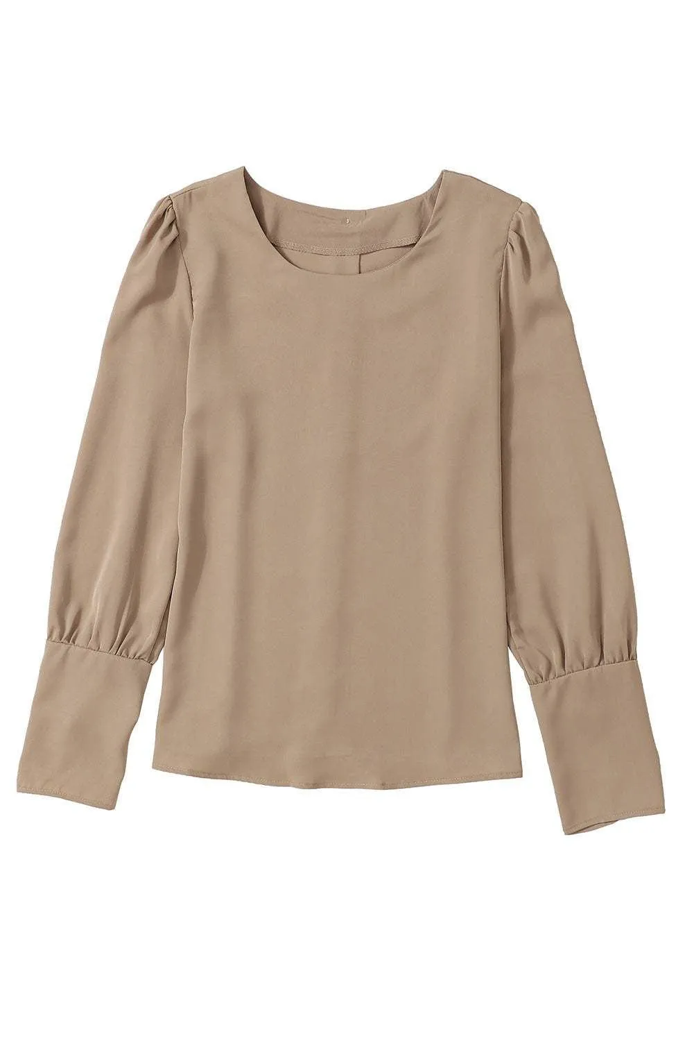 Black Basic Leg-of-mutton Sleeve Round Neck Blouse | Shop Now