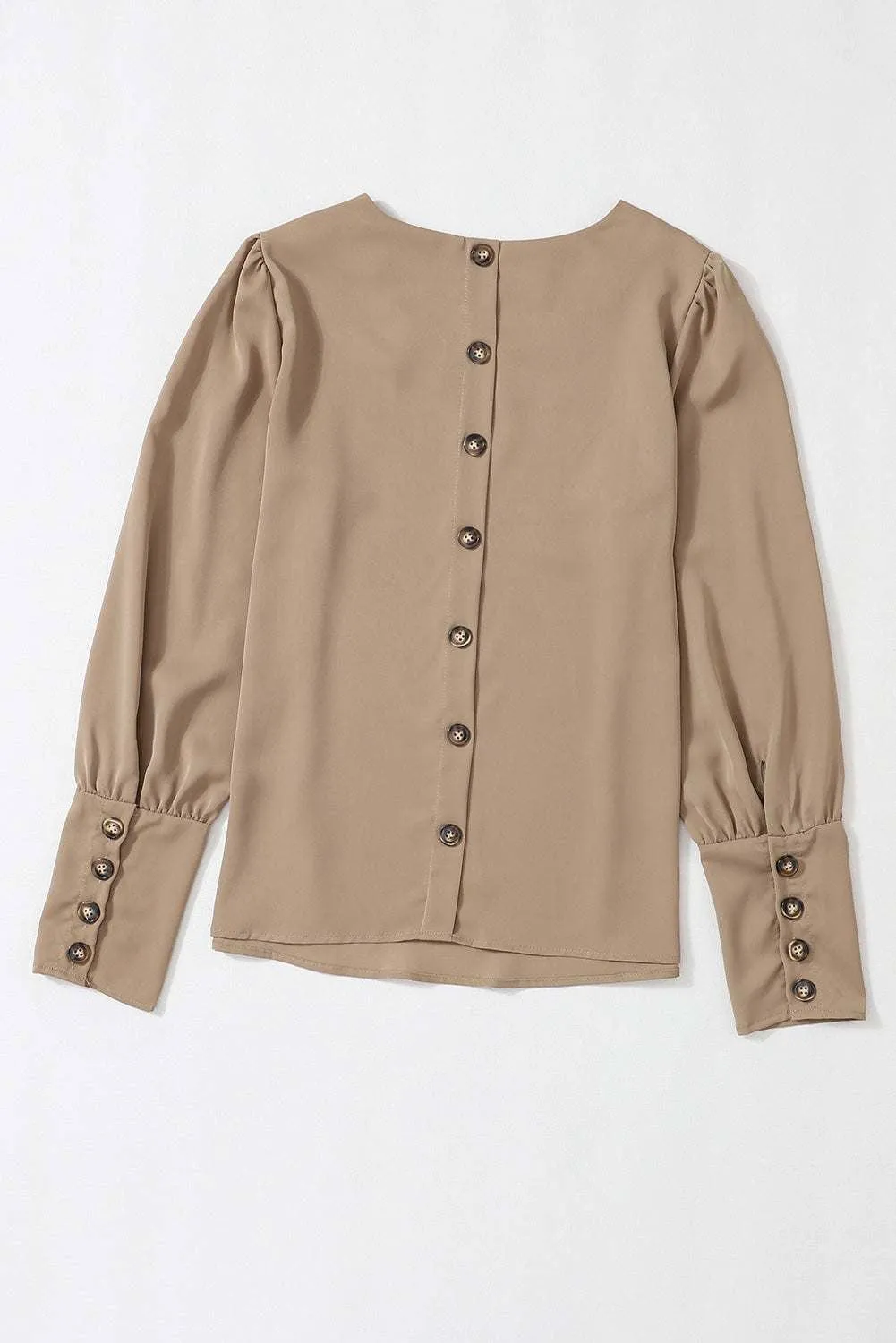 Black Basic Leg-of-mutton Sleeve Round Neck Blouse | Shop Now