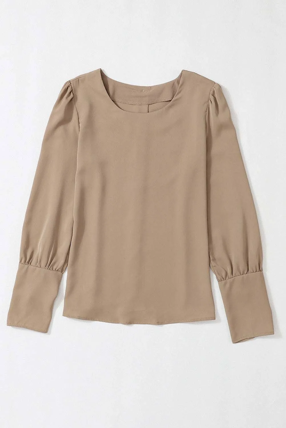 Black Basic Leg-of-mutton Sleeve Round Neck Blouse | Shop Now