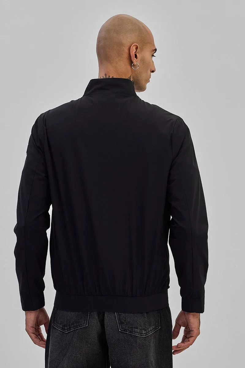Black High Neck Bomber Jacket