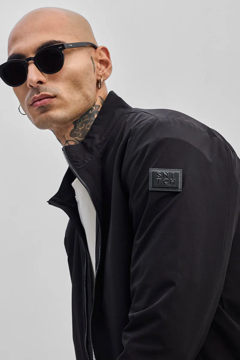 Black High Neck Bomber Jacket