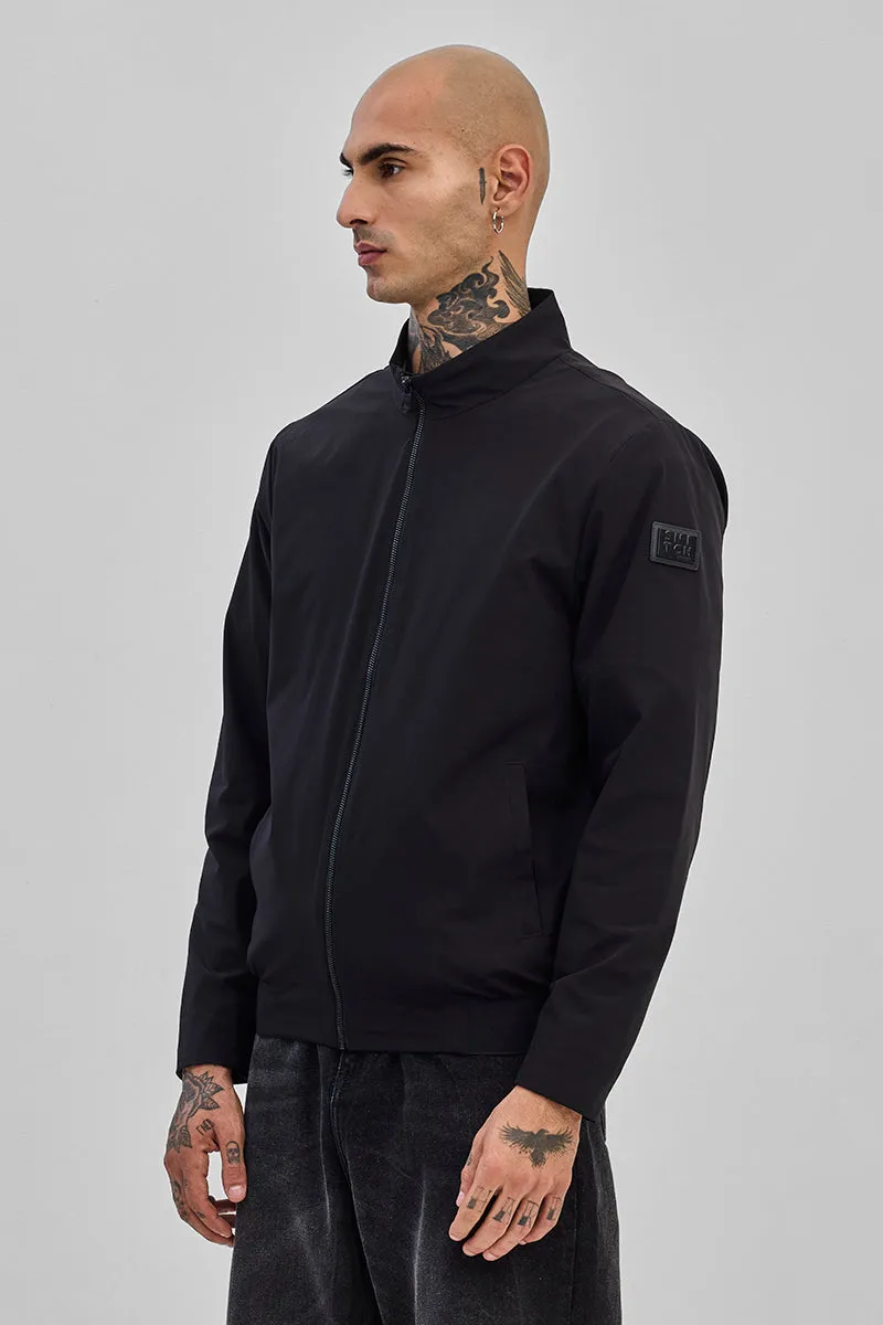 Black High Neck Bomber Jacket