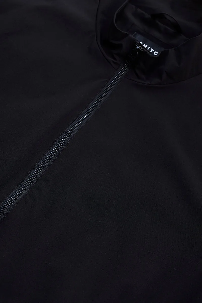 Black High Neck Bomber Jacket