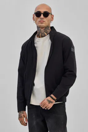 Black High Neck Bomber Jacket