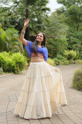 Blue Elegant Lehenga with Leheriya Print Blouse