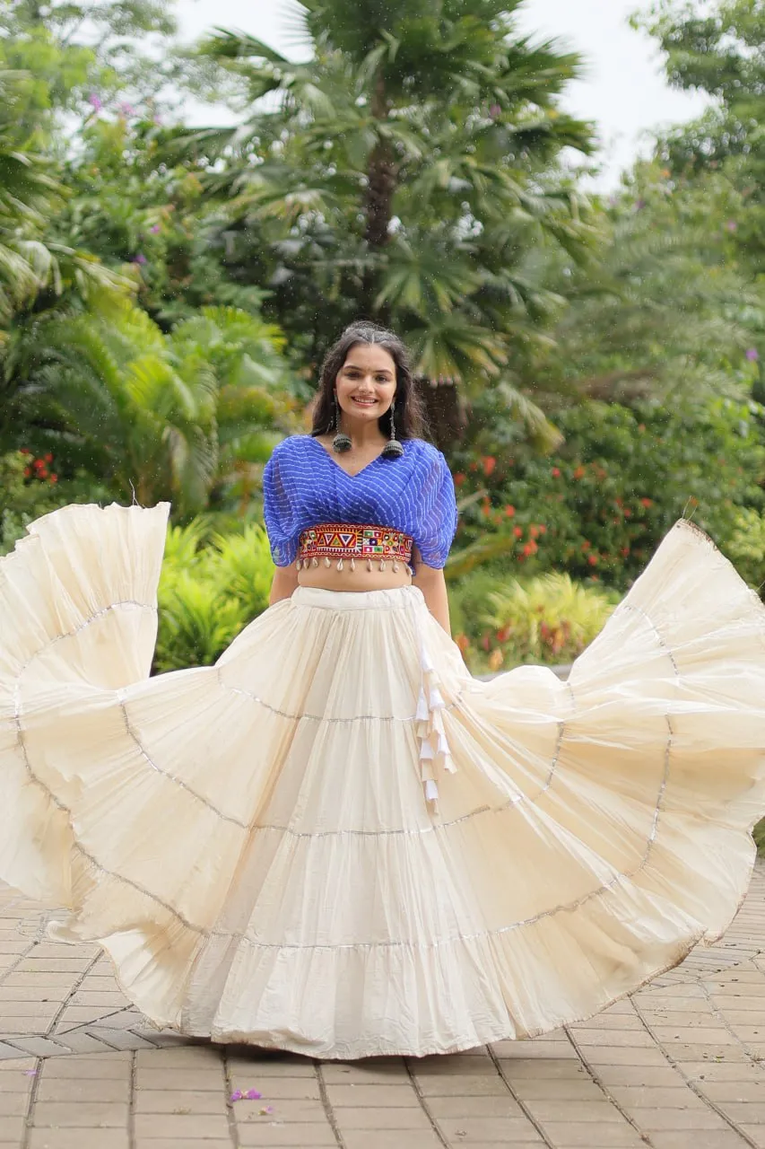 Blue Elegant Lehenga with Leheriya Print Blouse