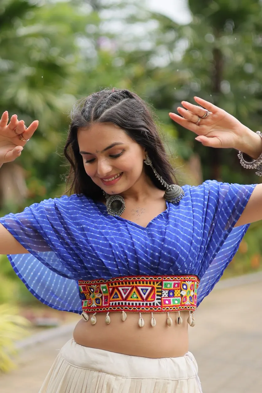 Blue Elegant Lehenga with Leheriya Print Blouse
