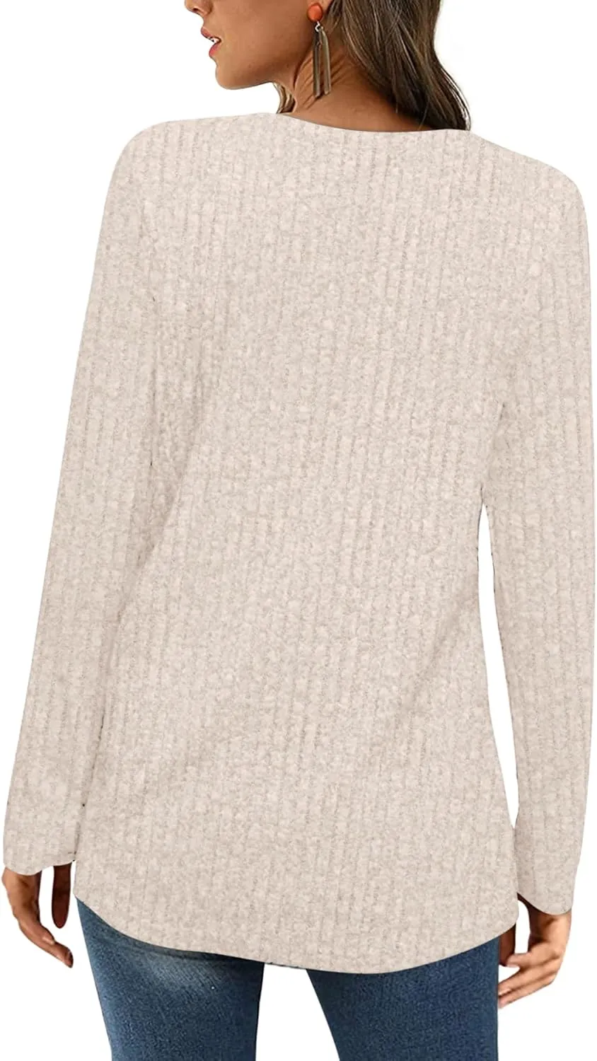 BZB Women's Sweaters Fall 2024 Lightweight Long Sleeve Square Neck Tunic Tops