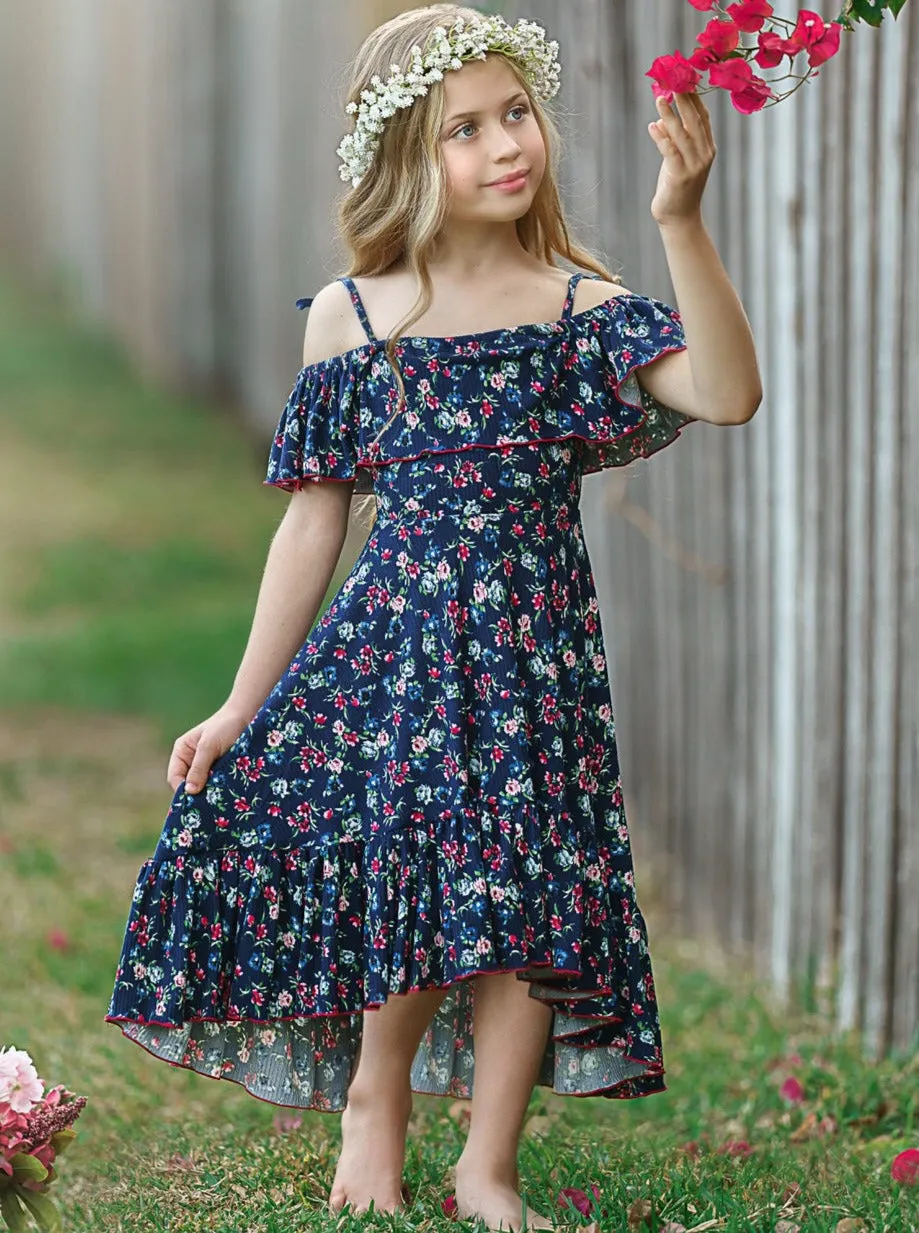 Calico Cutie Cold Shoulder Maxi Sundress