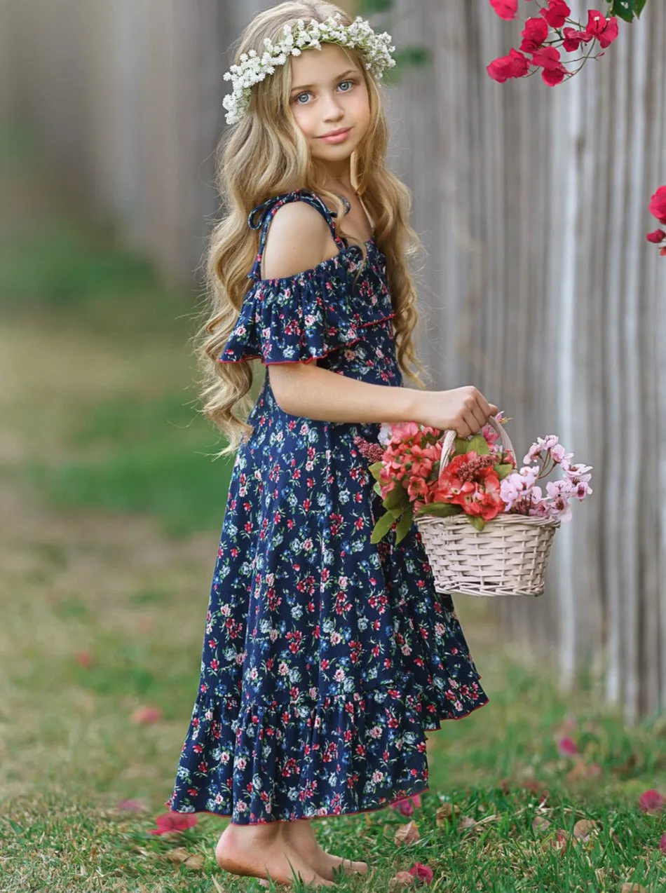 Calico Cutie Cold Shoulder Maxi Sundress