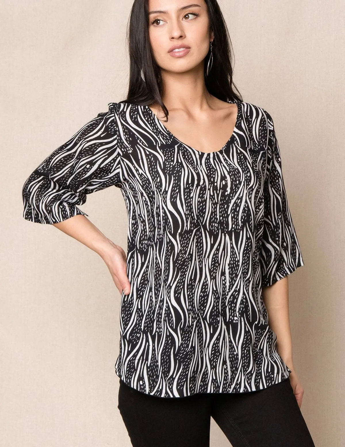 Calli Batik Tunic - Black- Small and Medium Only