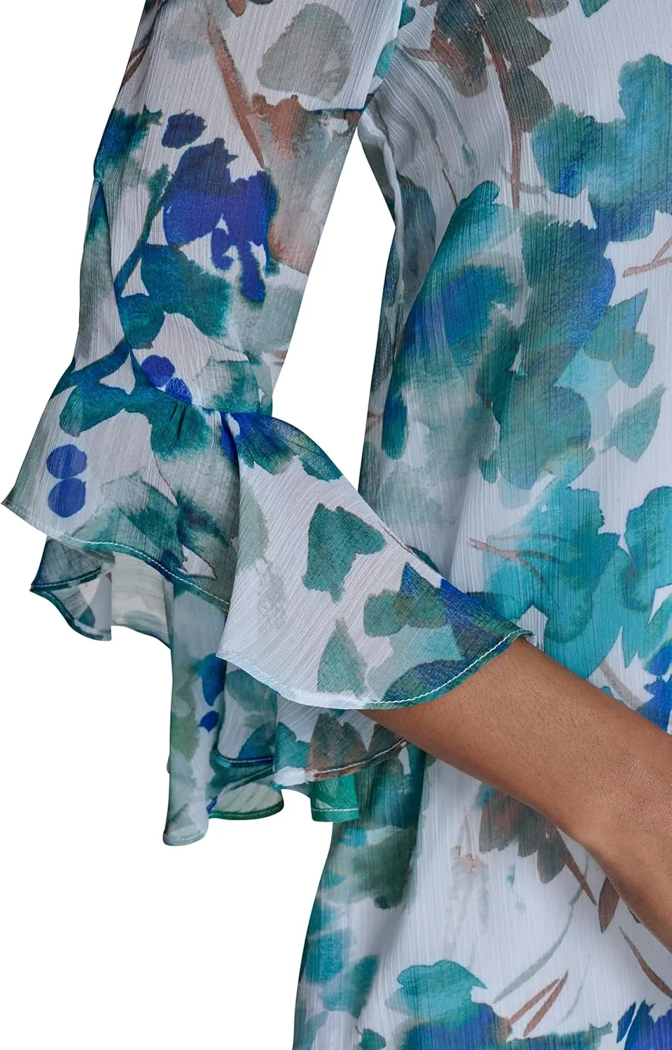 Calvin Klein Women's Chiffon Shift 3/4 Sleeve Event Dress
