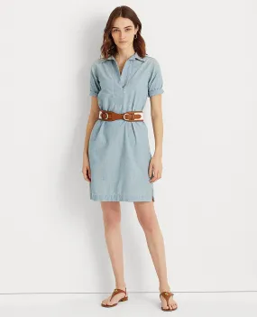 Chambray Shift Dress In Blue Wash