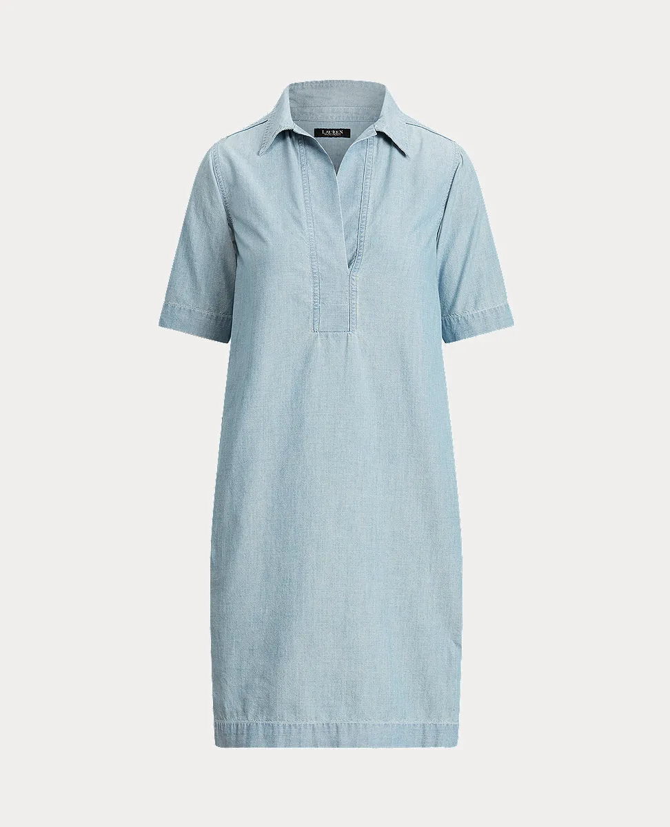 Chambray Shift Dress In Blue Wash