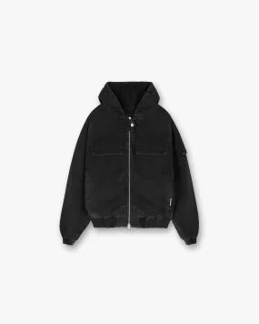 Crash Cropped Denim Jacket - Washed Black
