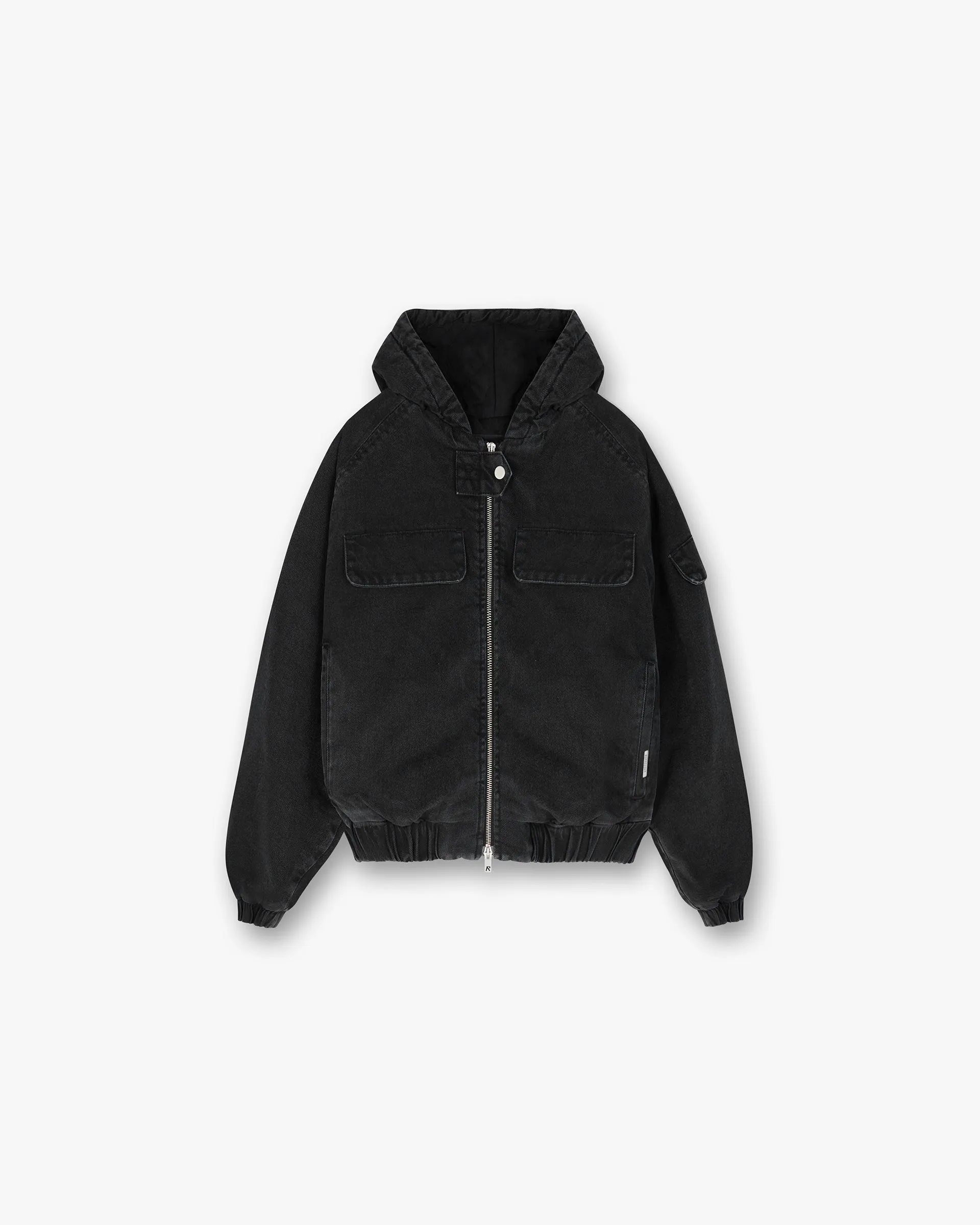 Crash Cropped Denim Jacket - Washed Black