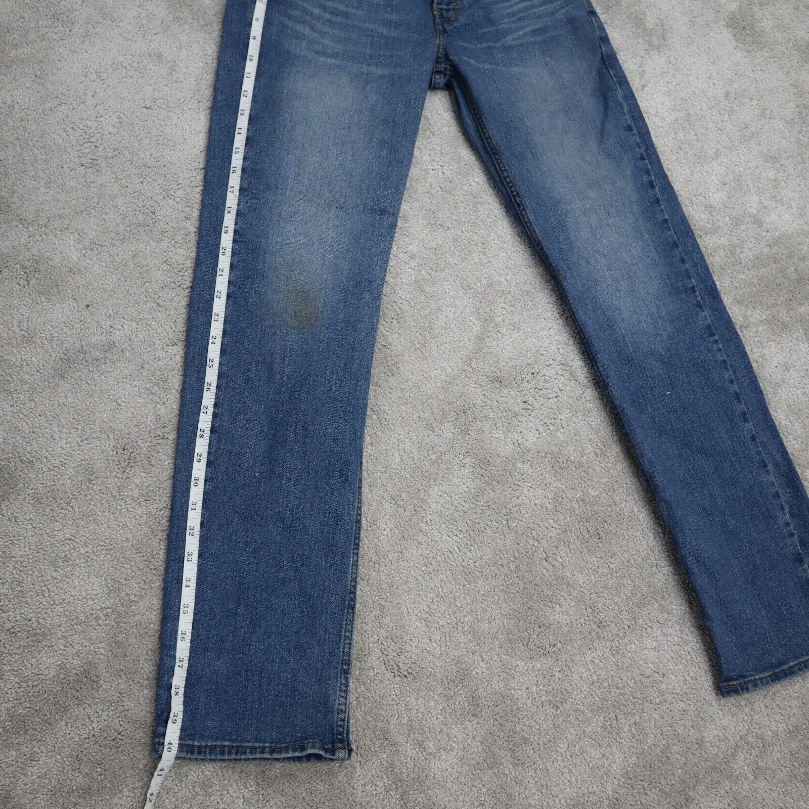 Denizen From Levis Jeans  Mens Blue Solid 218 Straight Leg Denim Logo W30XL32