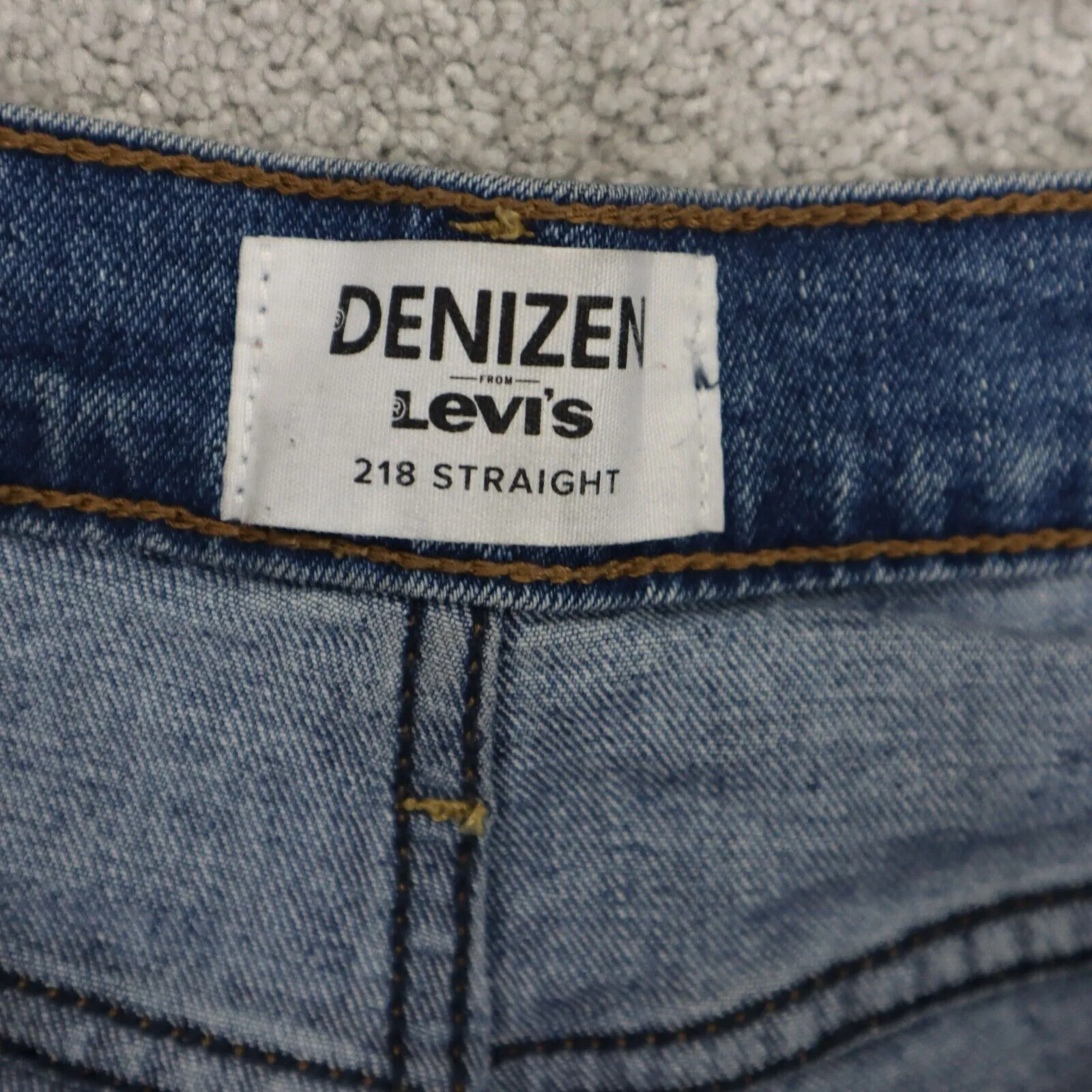 Denizen From Levis Jeans  Mens Blue Solid 218 Straight Leg Denim Logo W30XL32