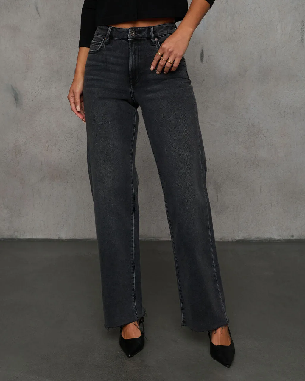 Dusky Charm Raw Hem Relaxed Jeans