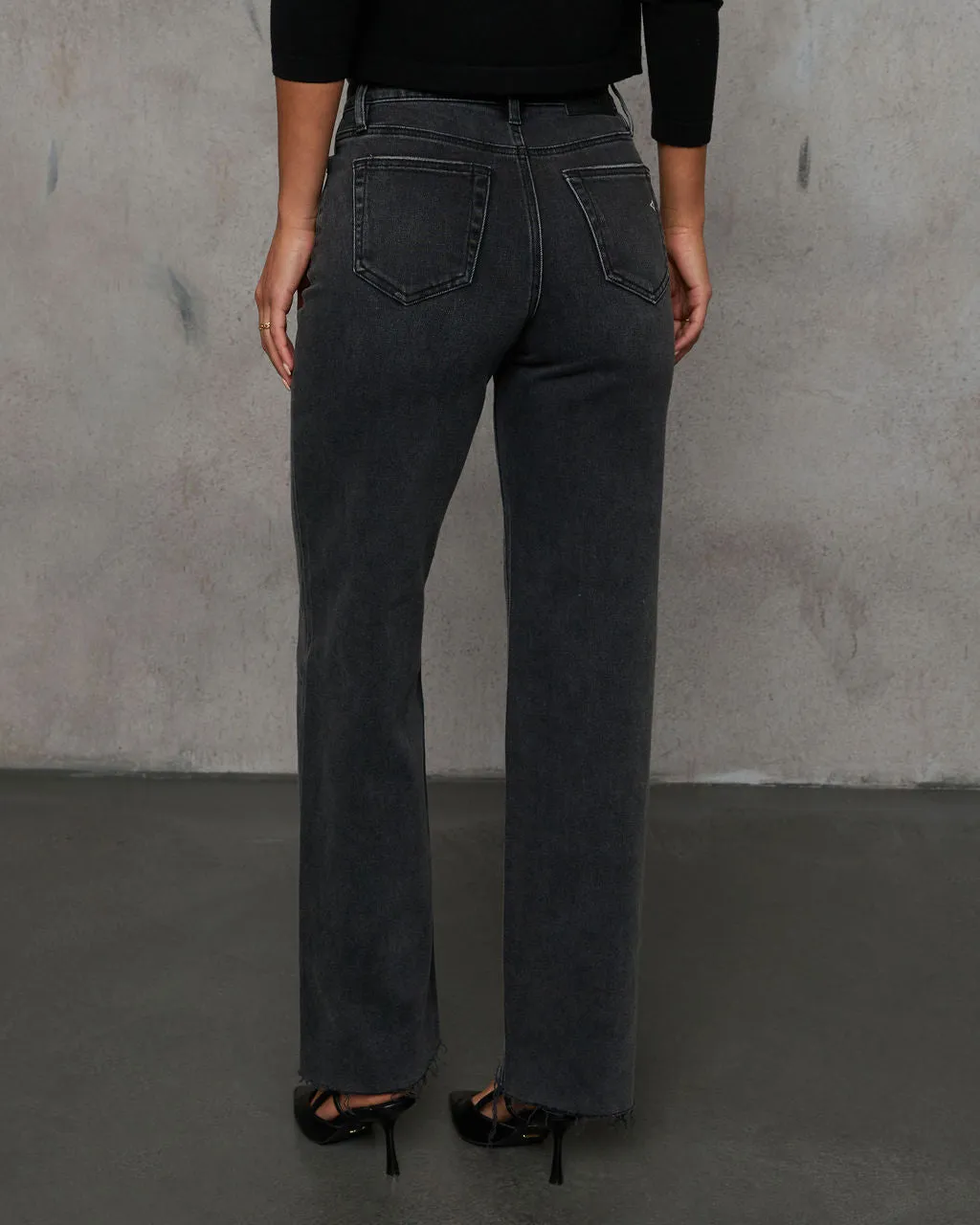 Dusky Charm Raw Hem Relaxed Jeans