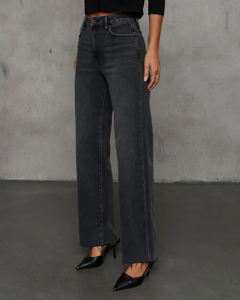 Dusky Charm Raw Hem Relaxed Jeans