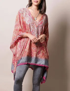 Fair Trade Flowy Silk Tunic - Apricot