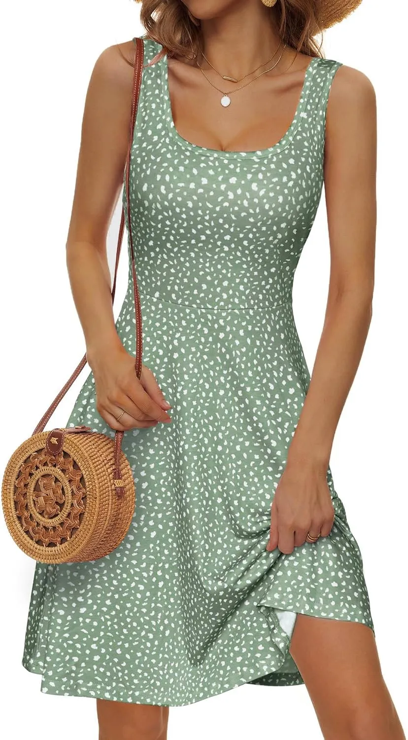 FENSACE Women's Sleeveless Floral Midi Dress Casual Tank Dress