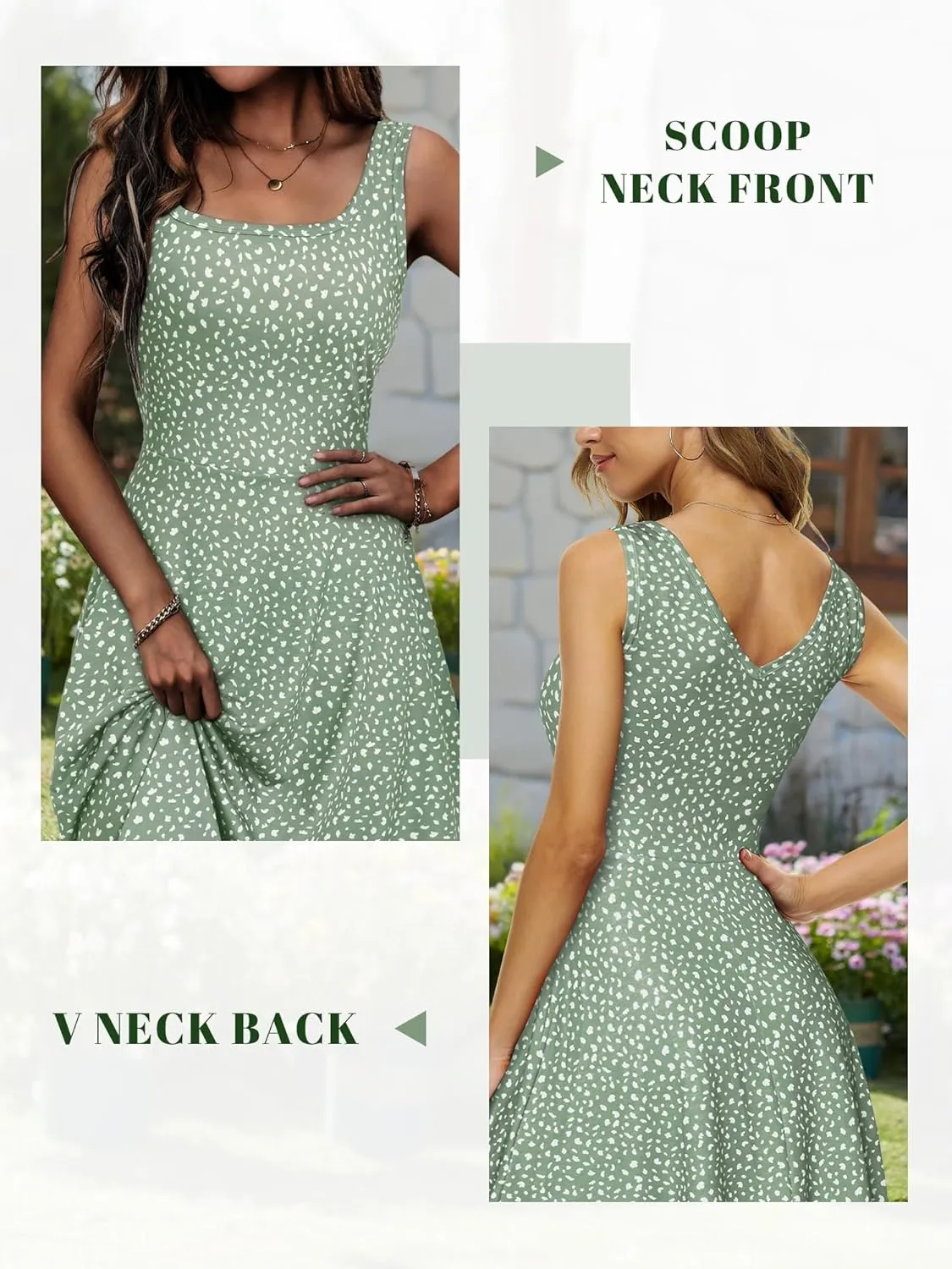 FENSACE Women's Sleeveless Floral Midi Dress Casual Tank Dress