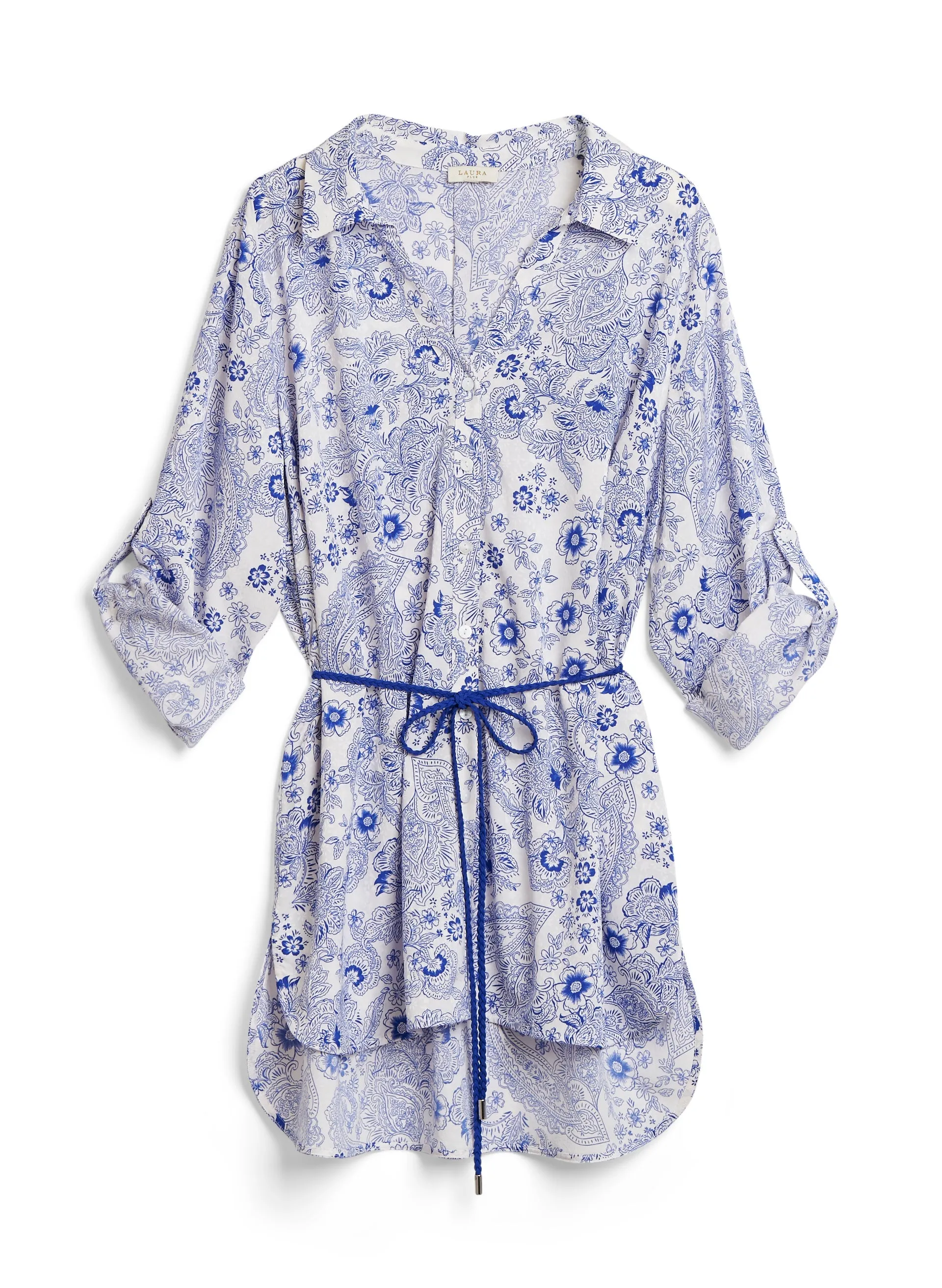 Floral Paisley Print Button-Up Tunic