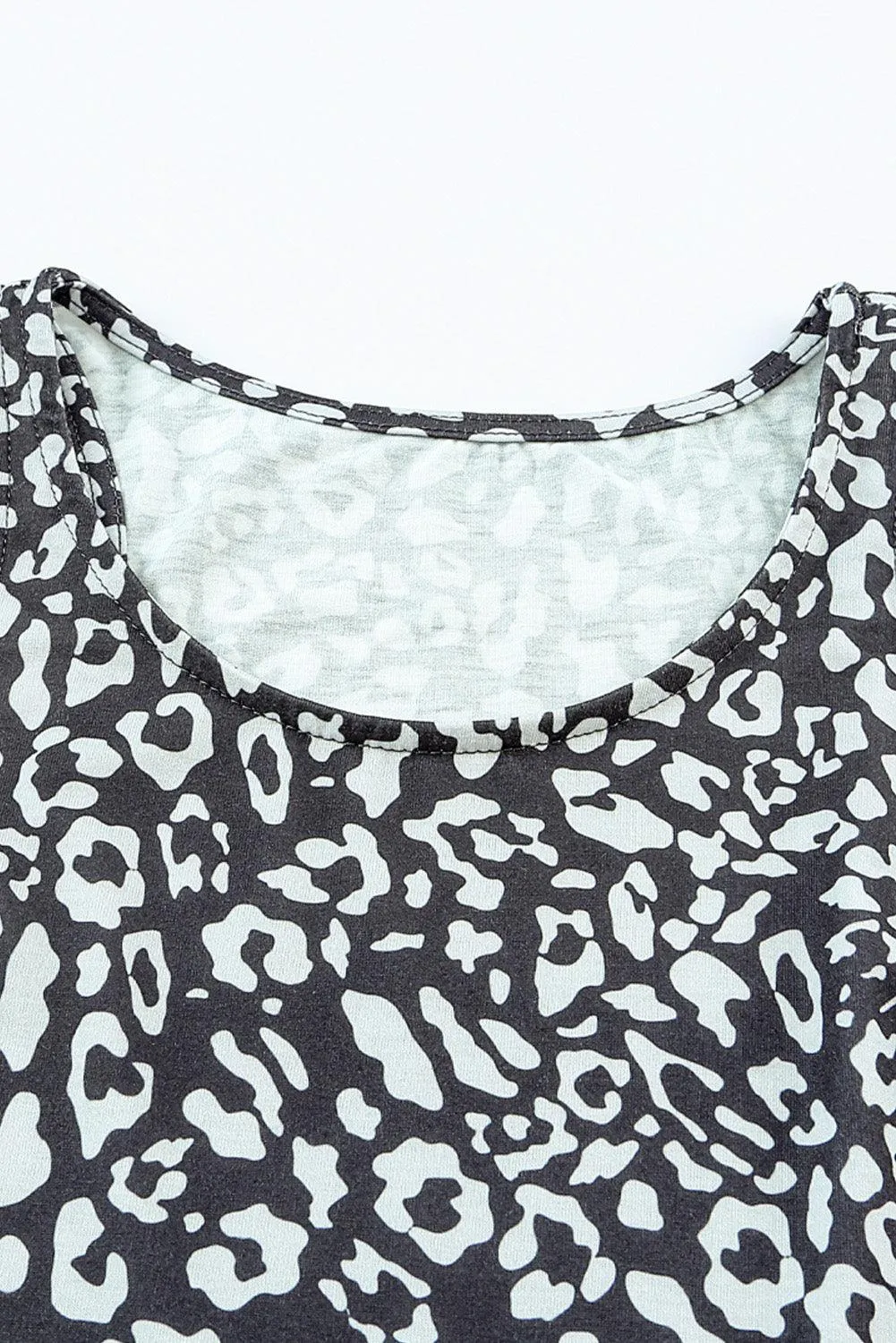 Grey Leopard Print Pocketed Sleeveless Maxi Dress