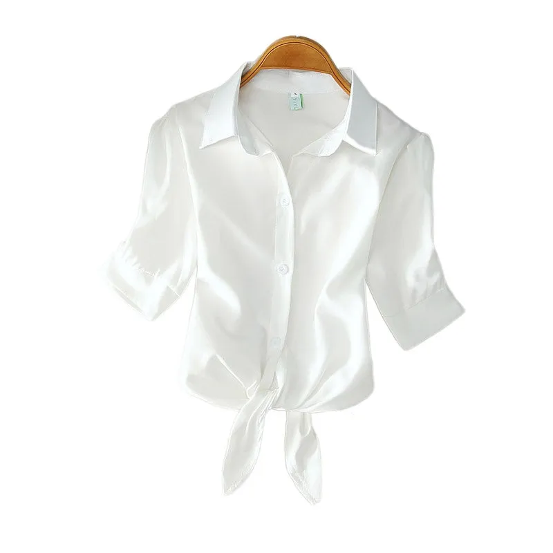 Hannah – Elegant Button-Up Blouse with Bow Belt