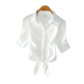 Hannah – Elegant Button-Up Blouse with Bow Belt