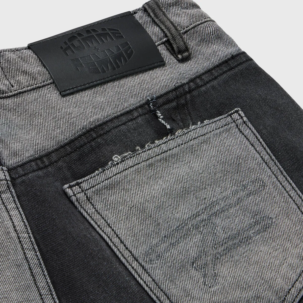 Homme   Femme "Patchwork" Denim Shorts - Black