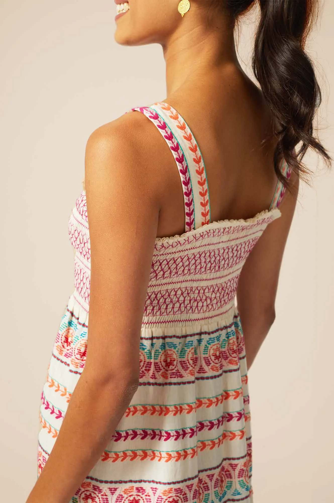 Jacquard Sundress | Ecru/Multi