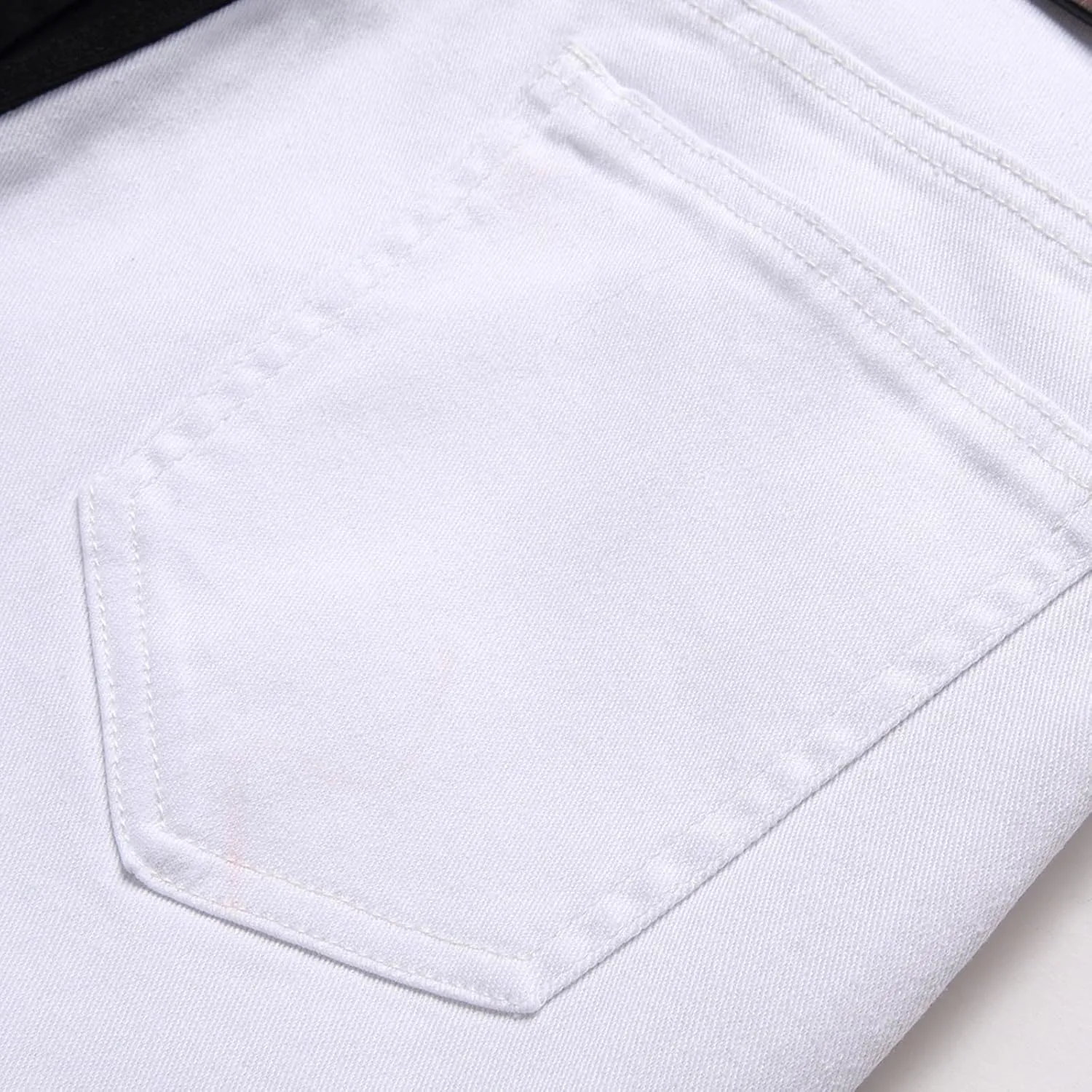 Jeans Pants Skinny Street Straight Fashion Patchwork Hip Hop Denim with Pockets Stretch Men Jeans Relaxed Fit