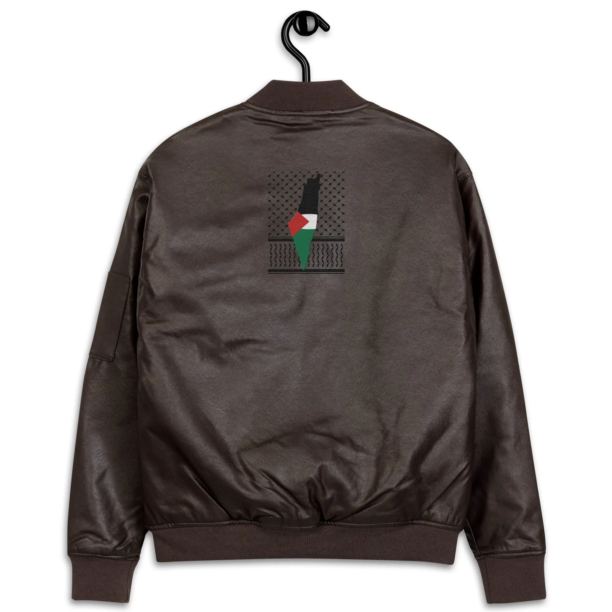Keffiyeh & Map Faux Leather Jacket