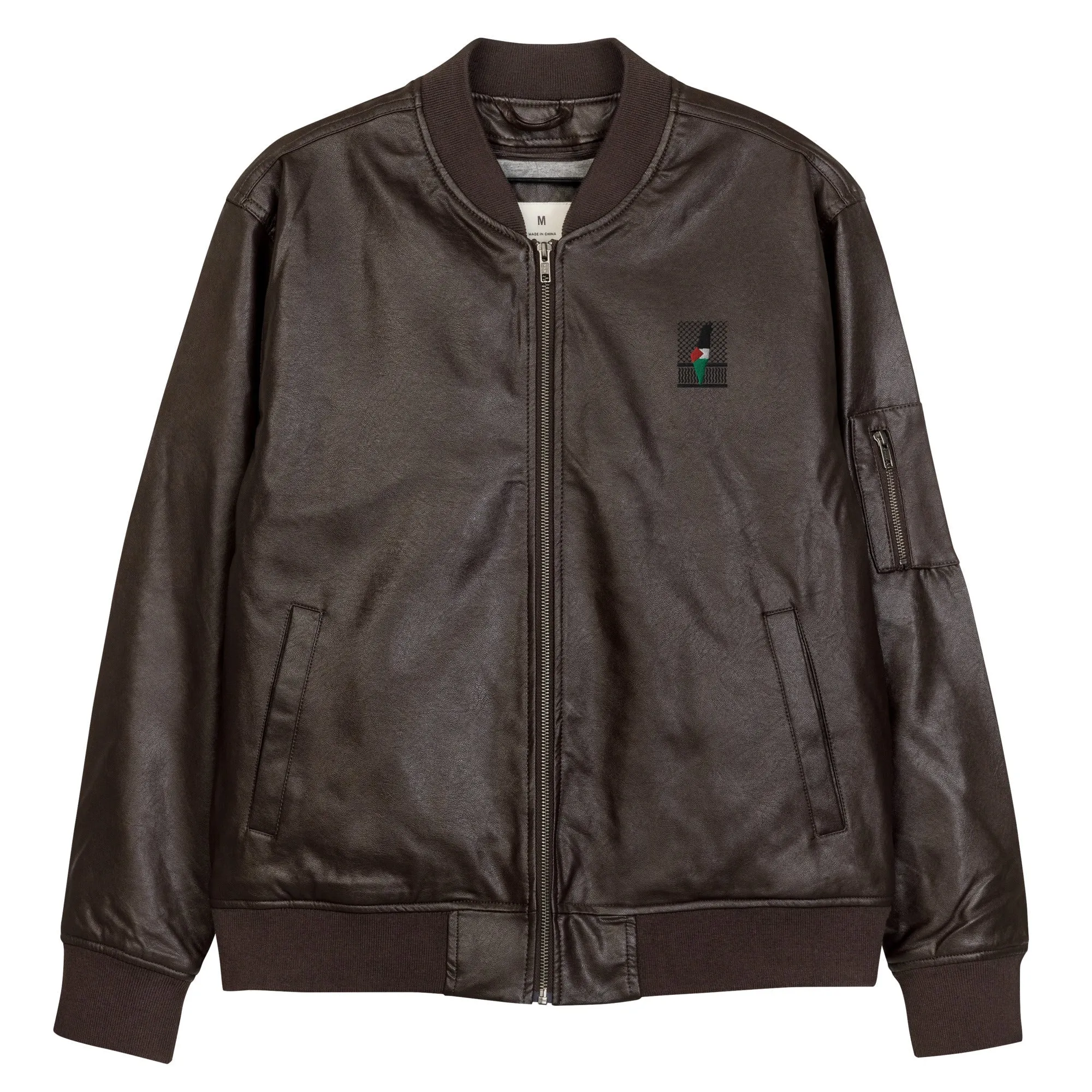Keffiyeh & Map Faux Leather Jacket