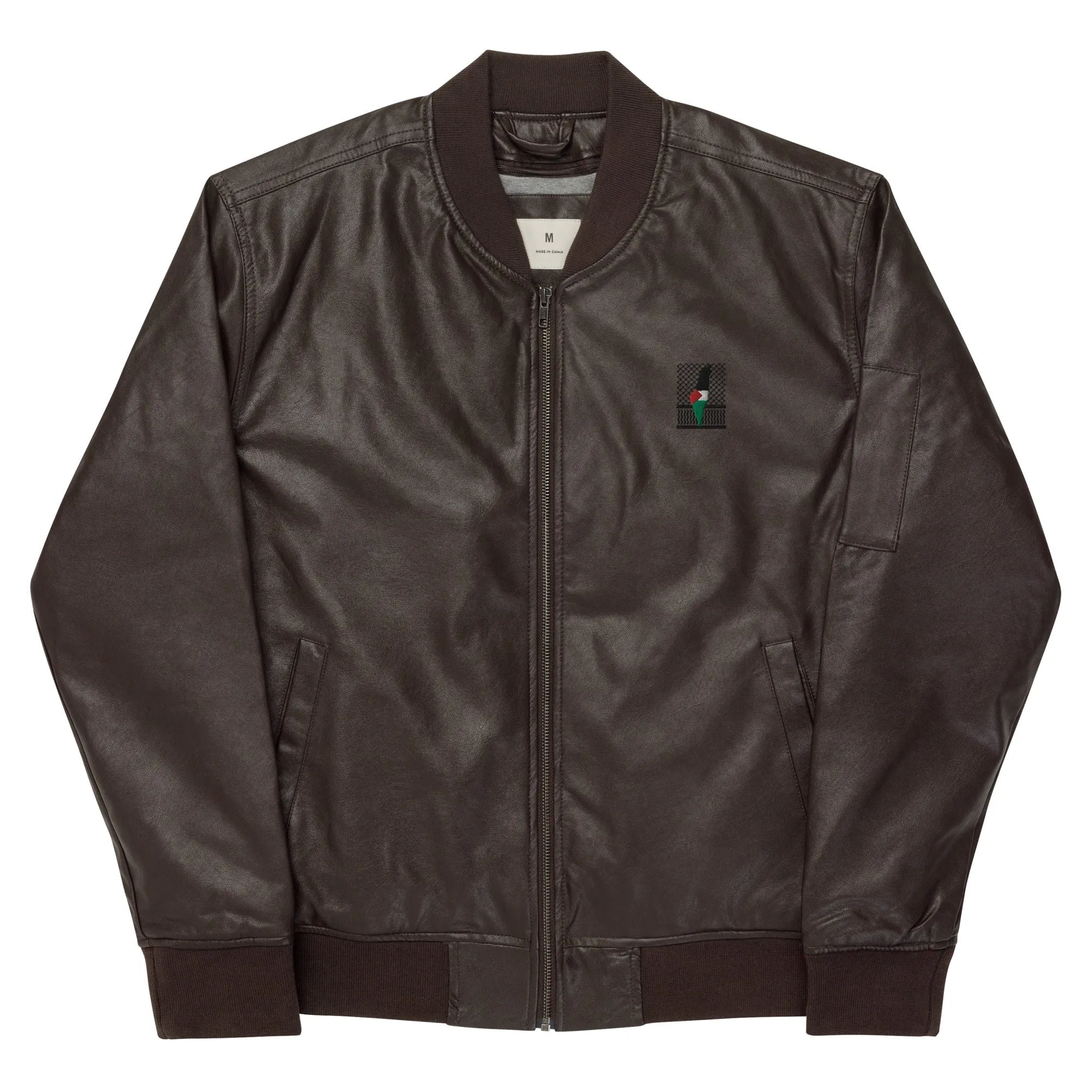 Keffiyeh & Map Faux Leather Jacket