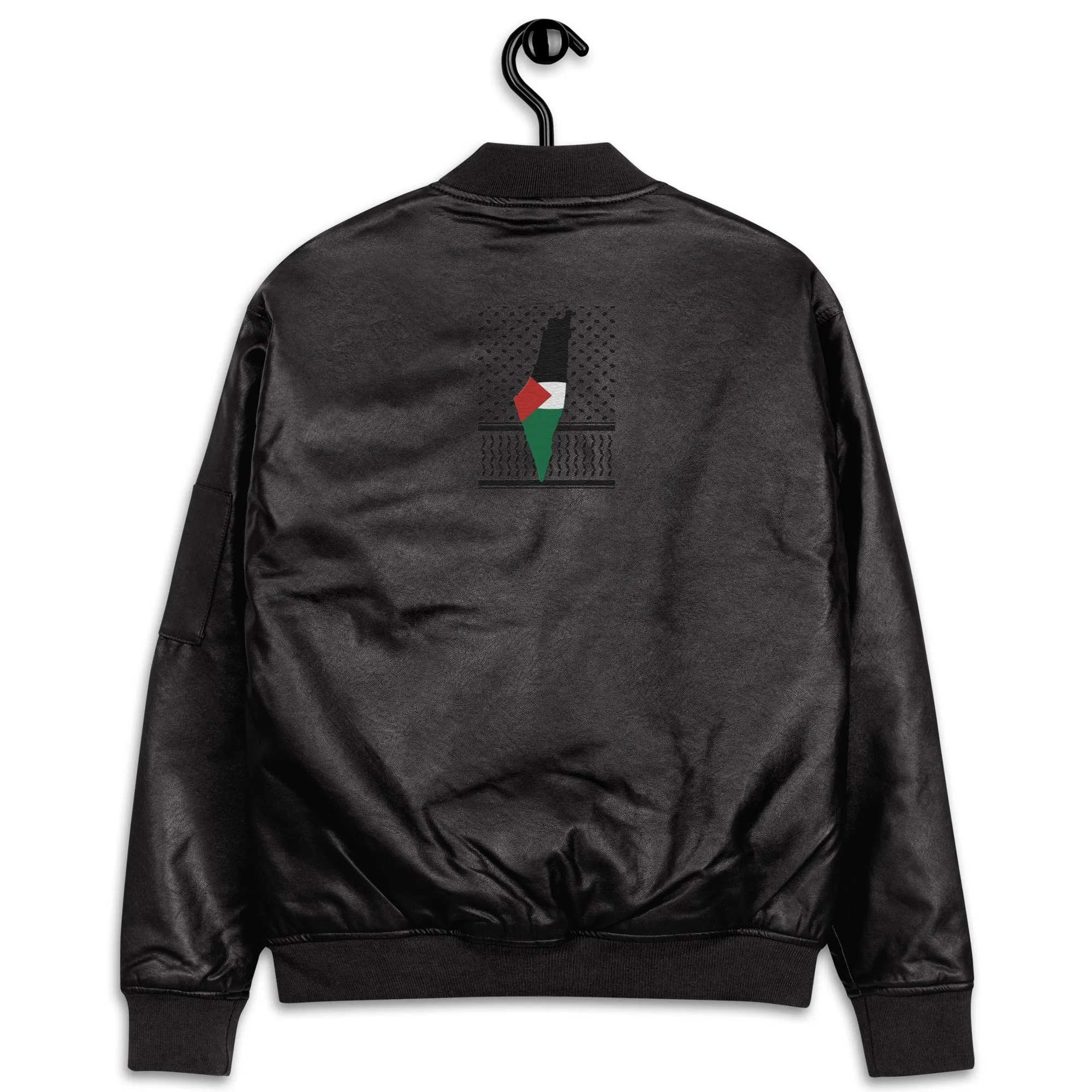 Keffiyeh & Map Faux Leather Jacket