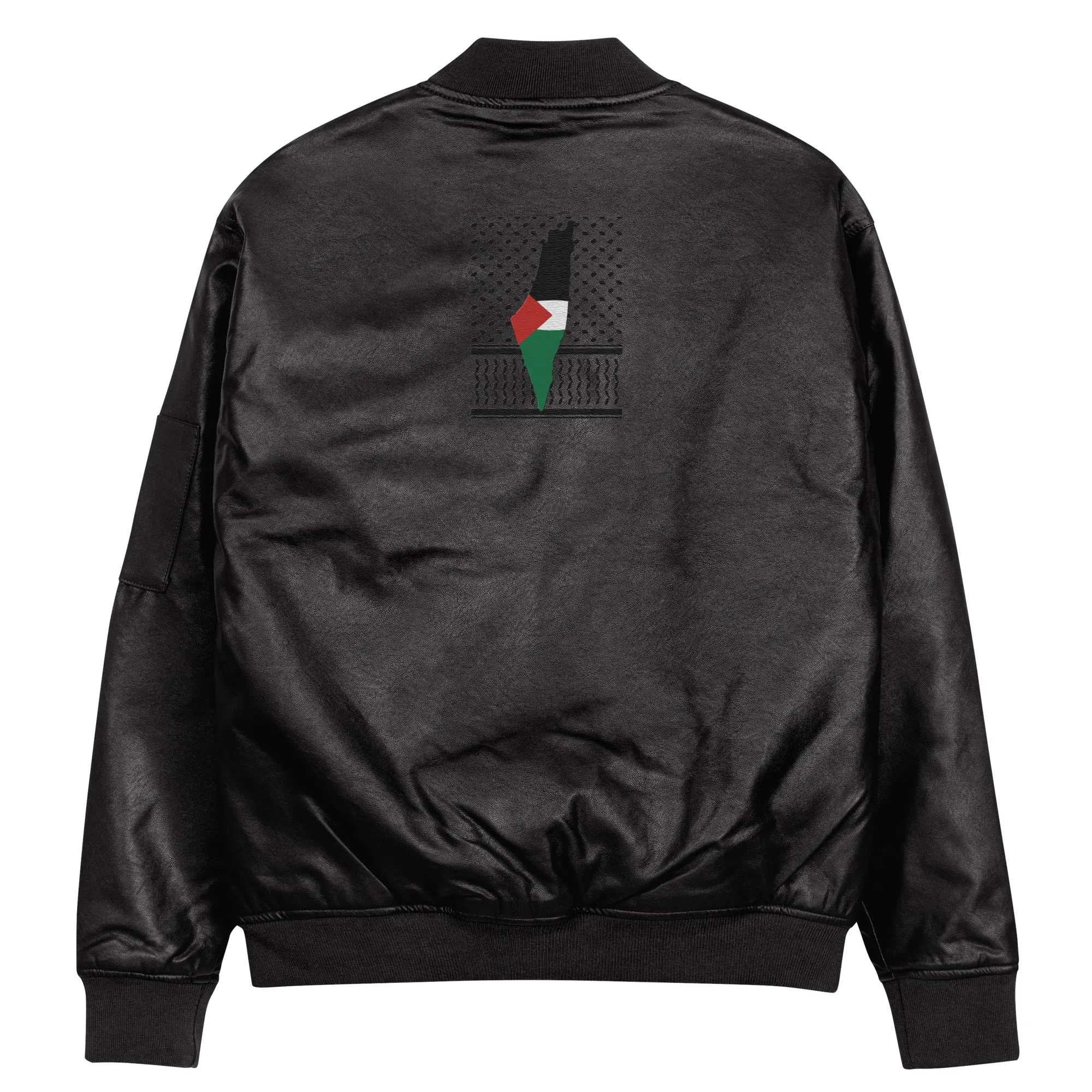 Keffiyeh & Map Faux Leather Jacket